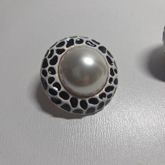 Kenneth Jay Lane Cultura Pearl Center Button Clip Earings