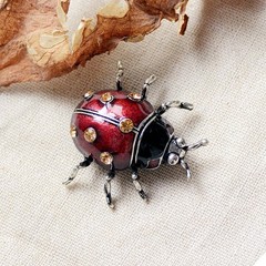 Enamel Rhinestone Ladybug Brooch Pin Vintage Style Insect Jewelry Gift New