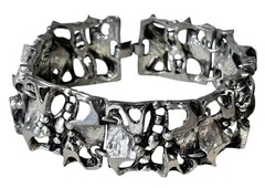 Tapani Vanhatalo Finland Brutalist Bracelet Ring Set Silver Plated Pewter Modern