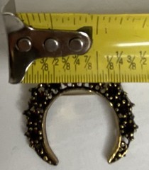 Crescent Moon Brooch Gold Tone With Red Garnets Vintage Pin