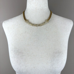 Vintage Swarovski Gold Tone Pavé Crystal Twist Mesh Necklace 18″ Signed
