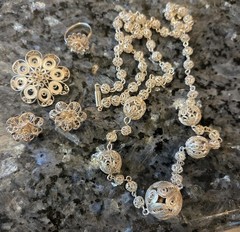 EUC Vintage Italian silver filigree jewelry set 1960’s from ITALY complete set