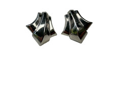 Vintage Silver Tone Sculptural Statement Earrings Geometric Modernist Pierced