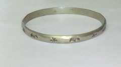 Artisan Vintage Sterling Silver 925 Bangle Motif Moon Stars Decorative Designs