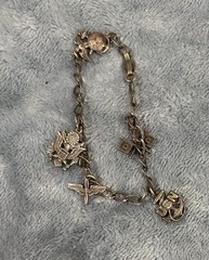 Vintage US Military Sweetheart Charm Bracelet Marked Sterling, 5 Charms 8.79gram