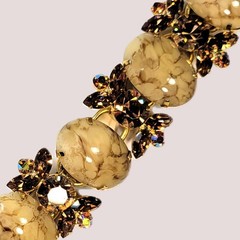Juliana D&E Faux Honey Malachite Marble Bracelet Brooch Earrings Set Book Piece