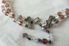 Vintage Golden Brown AB Double Strand Crystal Necklace and Bracelet Set