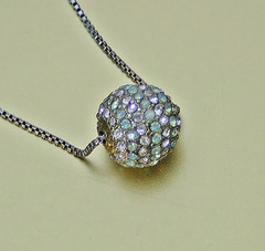 Vintage Box Chain Necklace with Disco Ball Slide Pendant