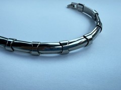 Vintage Sterling Silver 925 Chunky Reticulated Bar Link Snake Omega Bracelet 33g