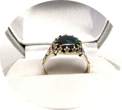 Gorgeous BLACK OPAL – Natural Multi Color – 14k c1940s Vintage Yellow Gold Mtg
