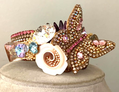 Vintage Wendy Gell 1984 Pastel Rhinestone & Shell Butterfly Bracelet – OOAK