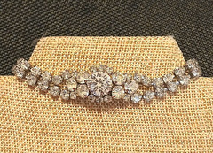 Vintage Austria 2-Layer Crystal Bracelet Bright Clear Crystals Signed Austria 7″