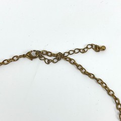 Vintage Retro Peach Teardrop Bib Necklace Antique Gold Tone Statement Jewelry