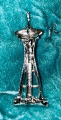 Vintage Space needle Brooch silver tone rhinestones none missing signed CENTURY