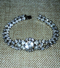 Vintage Austria 2-Layer Crystal Bracelet Bright Clear Crystals Signed Austria 7″