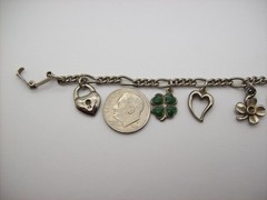 Vintage Silvertone Mix GOOD LUCK Charm Bracelet, Enamel, some made in Germany