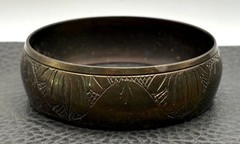 Vintage Brass Tone Plated Bangle Bracelet Wide Engraved Ethnic Boho Bohemian