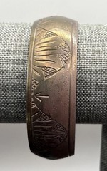 Vintage Brass Tone Plated Bangle Bracelet Wide Engraved Ethnic Boho Bohemian