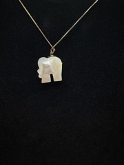 Vintage Jade Elephant Necklace 18K Gold Over Sterling Silver Good Luck Charm
