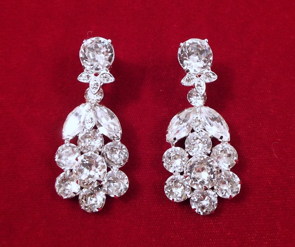 Stunning Vintage EISENBERG Dangle/Drop Earrings Clip-On, Signed