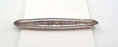 VTG Sterling Silver Art Deco Bar Pin with Cubic Zircons 6.1 Grams 2.5” Long