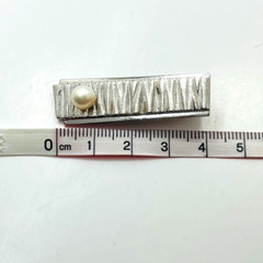 OLD TASAKI JAPAN Akoya 6.4mm Pearl Silver Tie Bar Clip Super Rare OOP