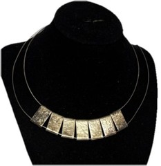 DOMINIQUE DINOUART DDD MEXICO STERLING SILVER NECK WIRE COLLAR HAMMERED SLIDES