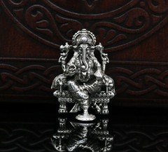 925 sterling silver Lord Ganesha statue, figurine, puja article home temple su02