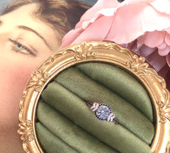 Vintage Jewellery Rose Gold Ring Aquamarine Sapphires Diamonds Antique Jewelry