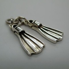 Sterling Silver SWIM FINS Charm for Bracelet PENDANT Scuba Diver Gift CUTE!