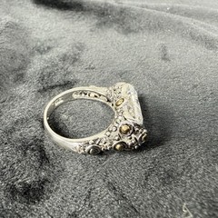 Vtg Sterling Silver Ring 8.25 Cubic Zirconia Medieval High End Jewelry Old Money