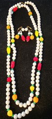 Fruit Salad Vintage Necklace & Earrings Tutti Fruity, 50/60s Mixed Material