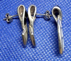 Set Pendant & Earrings 925 Sterling Silver 1970s Abalone Onyx NF Thailand