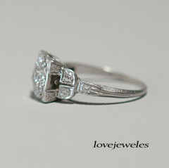 Art Deco Vintage 1.55CT Round Cut Lab-Created Diamond Ring 14K White Gold Finish
