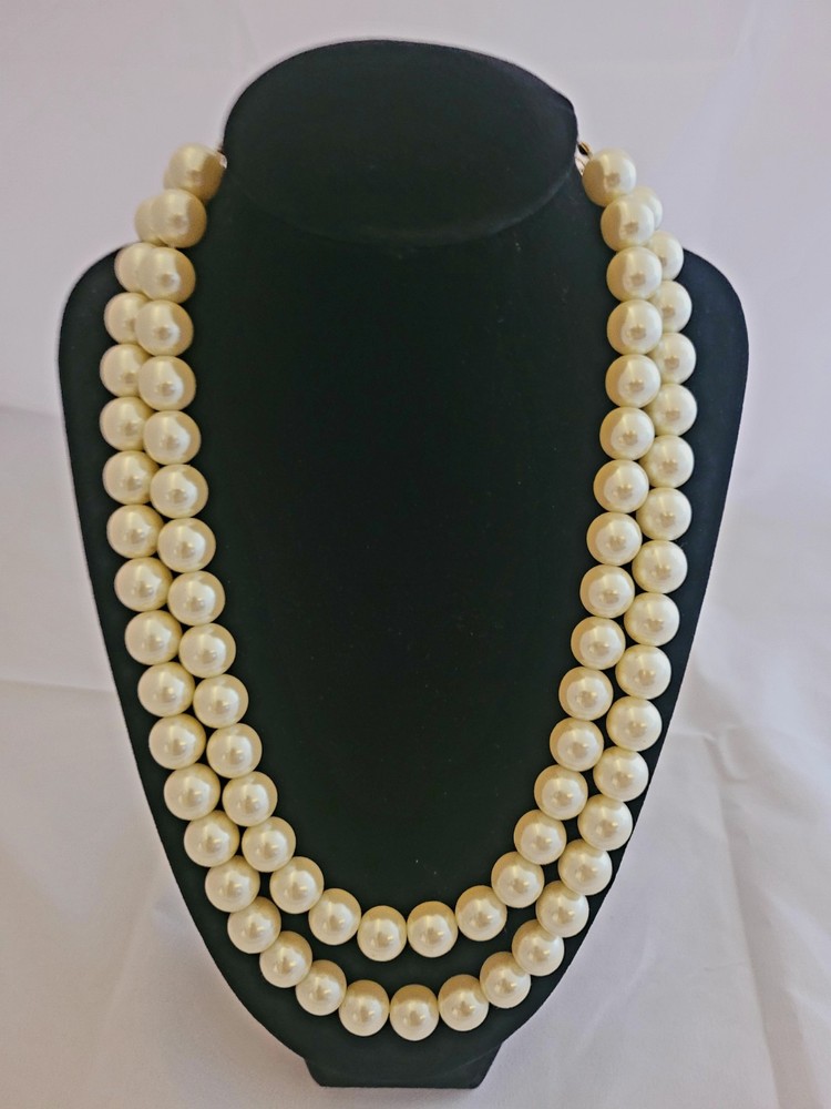 Vintage Two Strand White Pearls Hook Adjustable Clasp