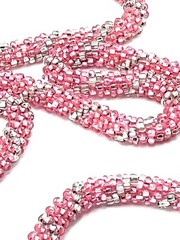 Antique Art Deco Pink Sautoir Necklace Tassel Glass Bead Flapper Iridescent