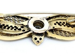Vintage Silver Brooch Plated With Gold Water Set With Zrconia Stones #982#