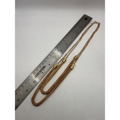 Vintage Gold Tone Multi-Strand Chain Necklace – Classic Statement Jewelry