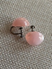Vintage Pretty Pink moon glow Sterling silver screw back earrings