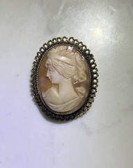 Vintage Cameo Pendant and/or Brooch Pin Set in a Gilt Sterling Silver Mount