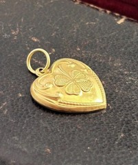 Vintage Charm Lucky Heart Dainty Pendant Brass Stamping Charm Lucky Clover
