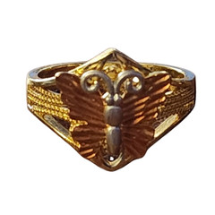 Vtg Butterfly 3 Tone Silver Rose Gold Plated Ring Band Size 10