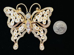 Lot 65 Vtg BUTTERFLY BROOCH Rhinestone Enamel 925 800 Silver GF Monet Trifari