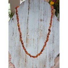 Vintage Natural Carnelian Chip Necklace Orange Agate Gemstone Beaded Strand 30