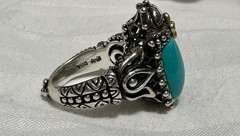 Vintage Barbara Bixby 925 Sterling Silver & 18K Gold Scarab Beetle Ring Size 7