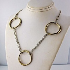 Vintage Stainless and Brush Zinc Circle necklace, BoHo