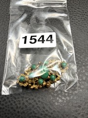Vintage Speckled Peking Style Filigree Brooch Green Gold Tone Pin
