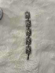 925 Sterling Silver Vintage Bracelet DANECRAFT linked Floral Carved