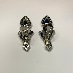 Vintage Choker Necklace Clear Rhinestone Silver Tone Asymmetrical w/ Earrings