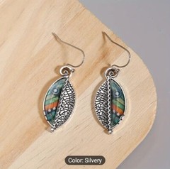 Leaf Shaped Dangle Earrings 925 Sterling Silver On Healing Zinc Aligned Chakra
